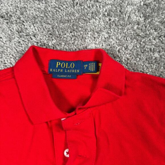 Polo Ralph Lauren Small Youth 8 Red Classic Fit Polo Embroidered Blue Pony - Picture 3 of 6